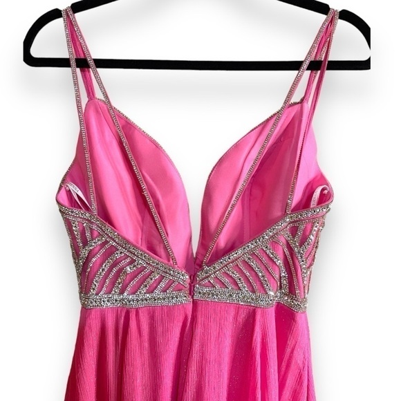 Vienna Prom Dress Pink with Silver Rhinestones Size 2 - Picture 7 of 12